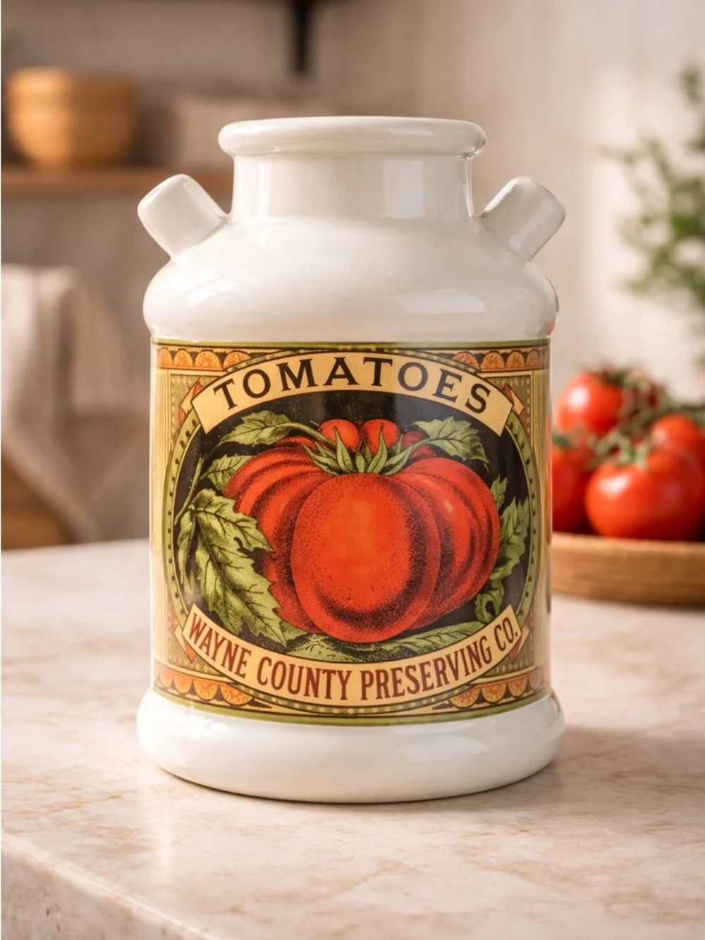 Vintage - MANN 1981 - Tomatoes Wayne County Preserve Tomato Mill Jug